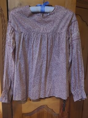 Anna Sui Pink Floral Boho Peasant Blouse